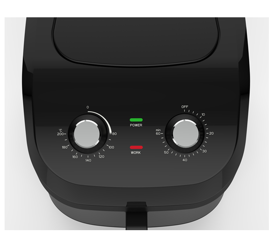 knob control panel of the 7L air fryer for temperature and time