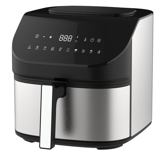 7L large capacity air fryer with digital touch control panel and customizable stailess steel finish